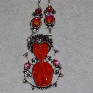 Goddess and tourmaline necklace new